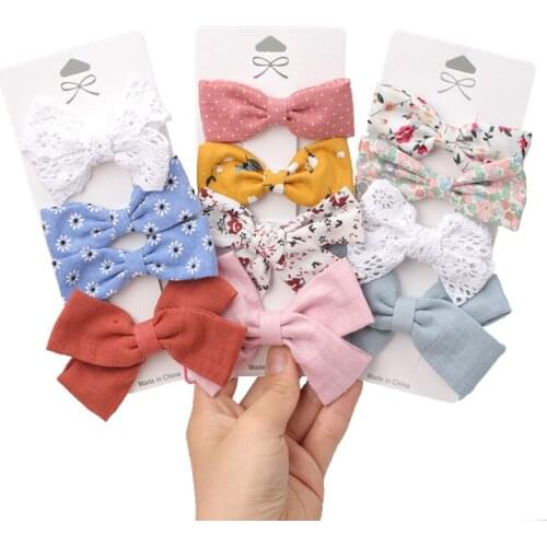 4Pcs/Set New Girls Cute Flower Print Star Hairpins for Kids Children Sweet Headband Hair Clip Barrettes Fashion Bow Accessories