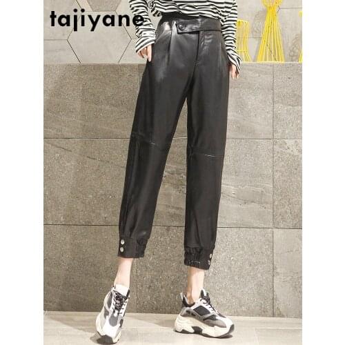 Tajiyane Woman Pants 100% Sheepskin Leather Pants Female Korean Fashion Trousers Women Plus Size 4xl Pantalon Pour Femme Pph4513