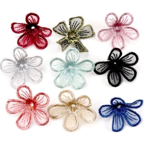 10pcs Beautiful Lace Flower Applique Trim Embroidered Lace Patches For Handmade Garment Accessories Decoration Sewing DIY 40mm