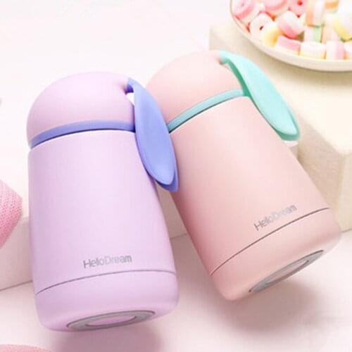 100pcs Thermos Children Cartoon Rabbit Vacuum Flasks 300ml Double Layer Stainless Steel Mug Tea Coffee Insulation Cup