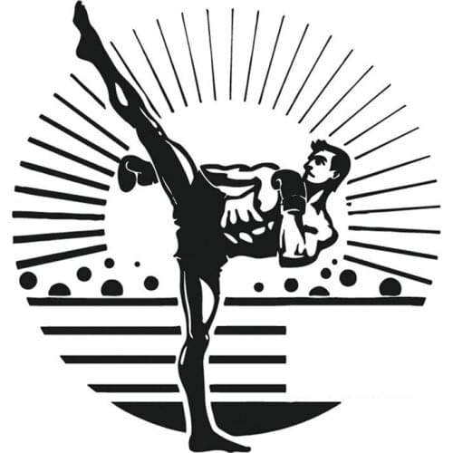 17.1CM*18.1CM Interesting Boxing Sports Decor Black/Silver Silhouette Vinyl Car Sticker S9-0580