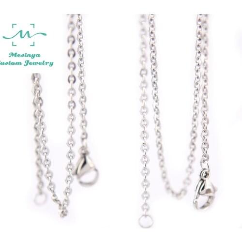 20pcs 20'' 2.3mm Tiny Shiny Flat Oval 316L S.steel Chain Necklace Match For Locket Pendant Necklace