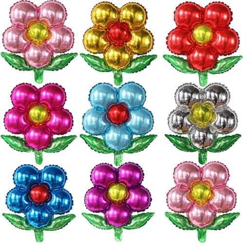 5pcs Colored Five-Petal Flower Red Rose Foil Balloon Wedding Birthday Shop Opening Decoration Ball Little Girl Favorite Toy Gift