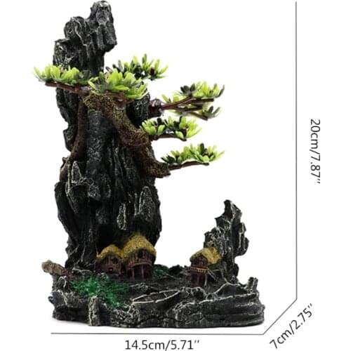 Aquarium Decoration Artificial Resin Stone Cave Fish Tank Rock Mountain Ornament Landscape with Realistic Details