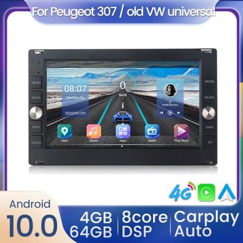 DSP Android 10 Car Radio GPS For Peugeot 307 VW PASSAT B5 B4 JETTA BORA GOLF 4 SHARAN POLO MK5 MK4 MK3 T5 TRANSPORTER Universal