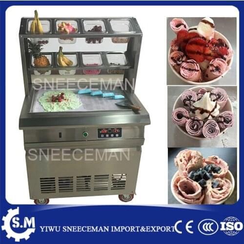 60cm big pan fried ice cream rolls machine commercial fried milk yogurt maker machine frying automatic rolling machine for sale