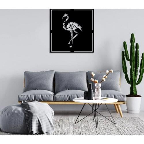 Geometric Left Facing Flamingo Wall Room Home Accessory Wooden Table 50x50cm