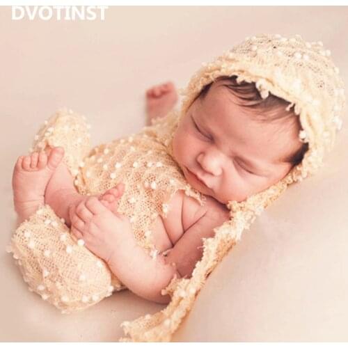 Dvotinst Newborn Baby Photography Props Bodysuit+Hat Bonnet 2pcs Set Romper Fotografia Accessories Studio Shoots Photo Props