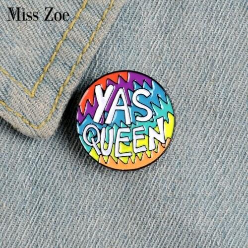 YES QUEEN Enamel Pin Custom Rainbow Round Brooches Backpack Clothes Lapel Pin Fun Badge Jewelry Gift for Kids Friends