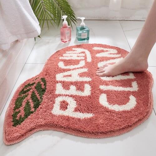 Flocking Fruit Peach Shape Home Entrance Mat Bedroom Bathroom Door Non-slip Foot Pad