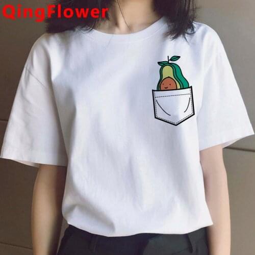 Kawaii Avocado Funny Cartoon T-shirt Women Cute Anime Streetwear Tshirt Summer Casual Graphic T Shirt Korea Style Top Tee Female