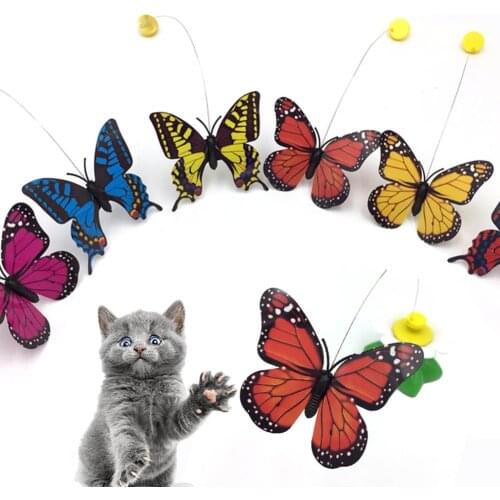 Colorful Butterfly Flying Rotatable Cat Battery Powered Interactive Pet Toy Fashion