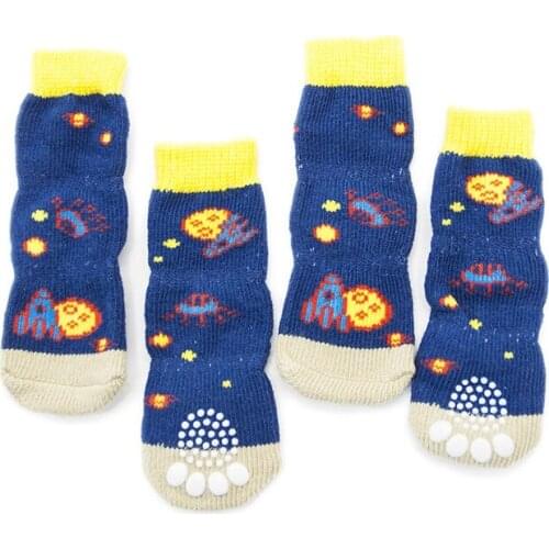 Soft Dog Shoes Warm Cute Pet Knits Socks Anti Slip Skid Socks Pet Supplies Spring Autumn For Small Dogs 4pcs/Suit Cat Home Shoes