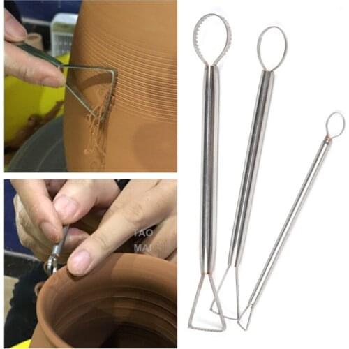 Pottery Sculpture Repair Tool Stainless Steel Double-head Gear Ring DIY Ceramic Scratch Texture Sculpture Modeling Tool