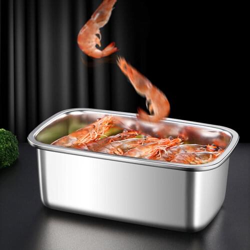 304 Stainless Steel Food Container Bento Storage Box for Lunch Refrigerator Large-capacity Fresh-keeping Box for Fruit
