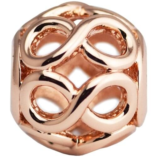 Genuine 925 Sterling Silver Rose Gold Infinite Shine Charms Beads for Jewelry Making Fits Original Bracelets DIY Gift Wholesale