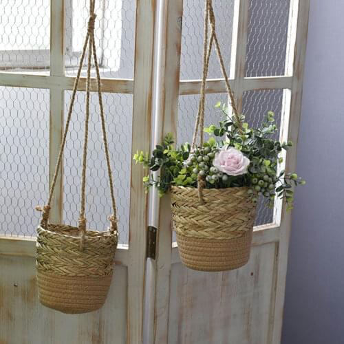 Hanging Plant Handmade Woven Plant Hanger Wall Decor Flower Pot Planter Hanger Courtyard Garden Hanging Planter Hanging Basket