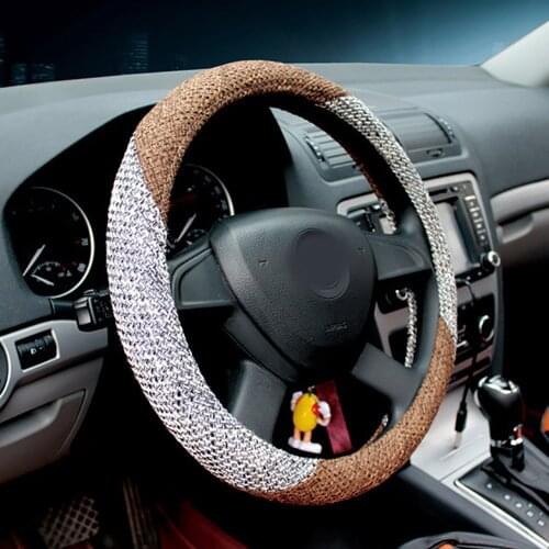 QFHETJIE New Hemp Breathable Car Steering Wheel Cover Non-slip Wear-resistant and Durable Fashion Accessories