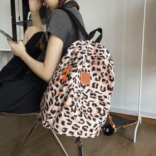 Girl Leopard Print Backpack Women Cute Japanese Trendy School Bags for Teenagers Female Waterproof Backpacks Ladies Ruckpack New