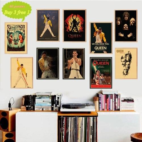Queen Band Music Kraft Paper Poster Vintage Printing Drawing core Decorative Painting Wall Sticker