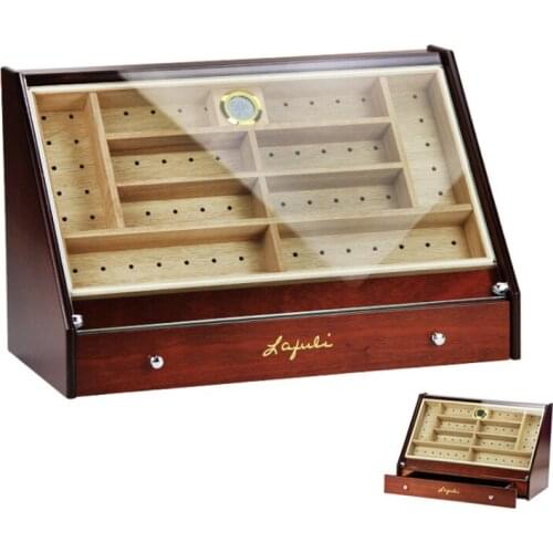 Cigar Display Cabinet Cedar Wood Cigar Humidor Cigar Box Transparent Window Cigar Storage Cabinet