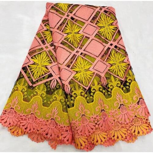 Swiss Voile Laces African Fabric Peach Nigerian French Fabric High Quality Nigeria Tulle Cord Lace Fabric For Party Dress B17-4