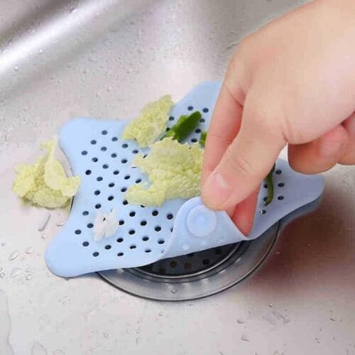 3Pcs/Set Star Shape Sink Strainer Hair Catcher Silicone Floor Drain Filter Sewer Block Suction Bathroom for Kitchen Accessories