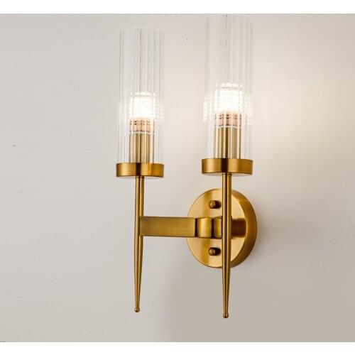 Modern Gold Wall Lamp Led Nordic Mirror Wall Light Fixtures Glass Sconce for Living Room Bedroom Home Loft Industrial Decor E27