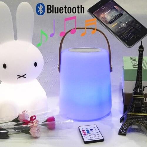 LED Bluetooth Speaker Lamp Rechargeable Remote Control Wireless Music Player Portable Handle Party Camping Light RGB Night Lamp