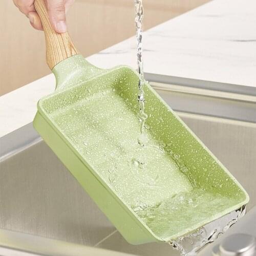 Japanese Tamagoyaki Frying Pan Flat-bottomed Cake Non-stick Wood Handle Mini Breakfast Pot Household Cookware