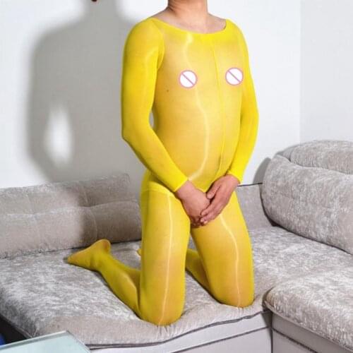 Womens Open Crotch Super Shine Transparent Full Body Stockings Plus Size, Shinny Sexy Crotchless Pantyhose Lingerie