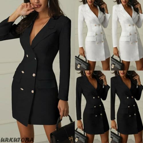 Women Casual Button Slim Long Sleeve Suit Coat Jacket Outwear