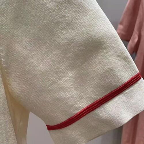 2021 Spring and Summer New Color Matching Lapel Pocket Stitching Slim Female Dress