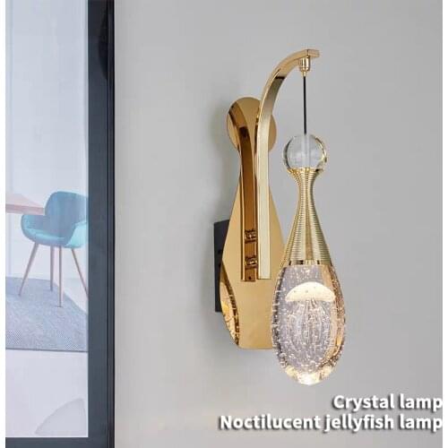 Nordic Modern Light Luxury Home Bedroom Hotel Indoor Lighting Living Room Wall Lamp K9 Crystal Jellyfish Led Sconce Loft Decor