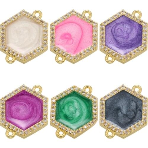 ZHUKOU Starry Sky Quicksand Enamel Connector for Women DIY Handmade Bracelet Necklace Jewelry Accessories Supply Wholesale VS481