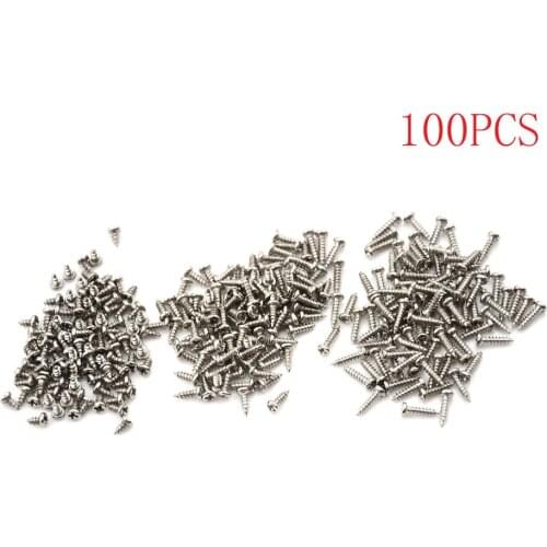 100pcs/lot Stainless Steel Self-tapping Screws PM2.0 4mm/6mm/8mm Phillips Round Head Screws Nickel plated
