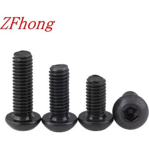 1000pcs Grade10.9 iso7380 M2.5*3/4/5/6/8/10/12/14/16/18/20 2.5mm Hex Socket Button Head Screws steel with black