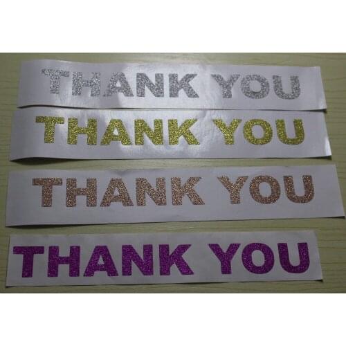 17.3x1.9cm Glitter gold, silver, rose, pink Colors THANK YOU words sticker