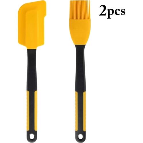 2Pcs/ Set Silicone Spatula Barbeque Brush Cooking Utensil Tool Kit Heat Resistant BBQ Oil Condiment Brushes Cake Cream Scraper