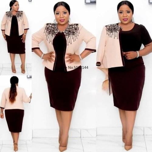 2021 African Women Dress Suit African Women Printing Two Pieces Sets Dress+coat African Clothes for Women