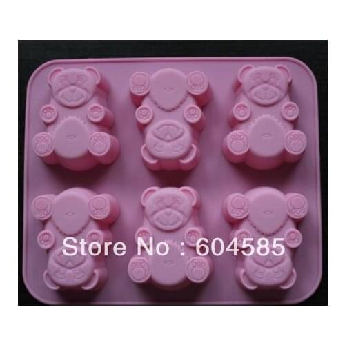 6-cute bear Silicone Cake Mold Chocolate Craft Candy Baking mold