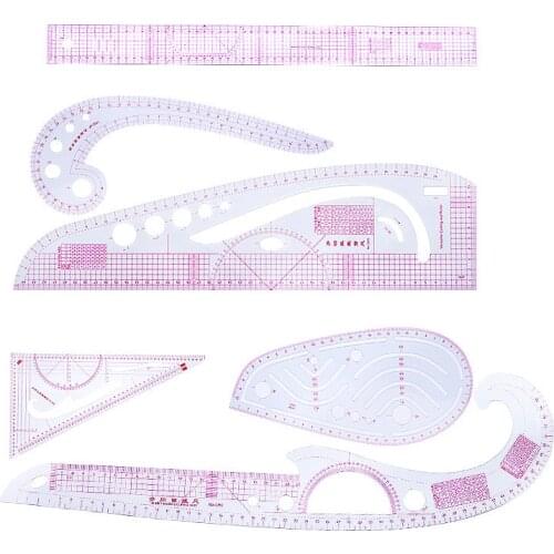 6 Styles Plastic French Curve Metric Sewing Ruler Measure Set Tailor Ruler Set Grading Curve Ruler Tool for Clothing Making