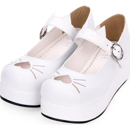 Angelic imprint New Designer Sweet Lolita s Women Pumps shoes PU Leather Embroidery heart-shaped Platform shoes size35-46 8967