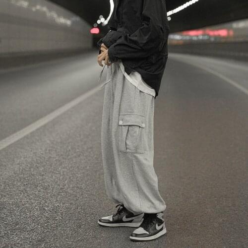 Spring and summer trousers, mens Japanese trousers, loose nine-point all-match overalls, sports close-up casual pants