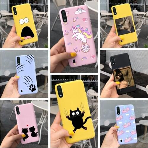 For Samsung A01 Case A015F Cute Candy Painted Cover For Samsung Galaxy A01 A 01 SM-A015F Phone Cases 5.7'' Soft TPU Fundas Capa