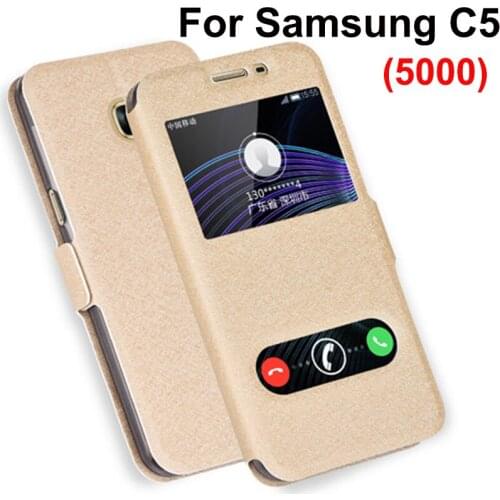 Open window cover For Samsung galaxy C5 Case cover PU leather Cases For Samsung galaxy C 5/5000 case flip back cover shell