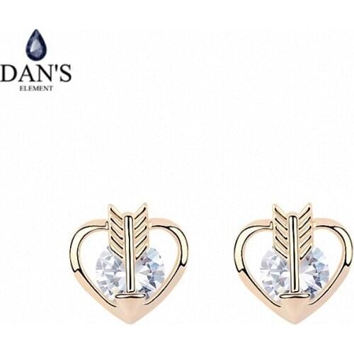 DANS ELEMENT New Sales AAA Zirconia Micro Inlays champagne Gold Color Heart Earrings For Women Valentines Gift 96426white