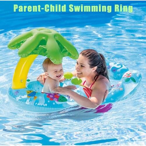 Baby Swimming Ring Inflatable Sunshade Newborn Infant Kids Swim Pool Accessories Circle Parent Child Activity Pool Float Toy