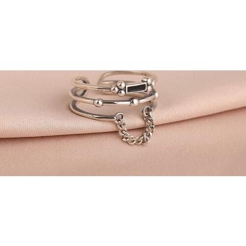 Designer original Thai silver multi-layer opening adjustable ring retro domineering wide version cold wind ladies jewelry
