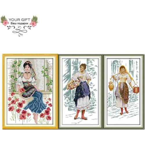 Joy Sunday RA052 RA053 RA054 Counted and Stamped Home Decor Beauty Working Woman Needlework Cross Stitch kits